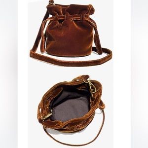 Madewell Florence Brown Velvet Drawstring crossbody bag